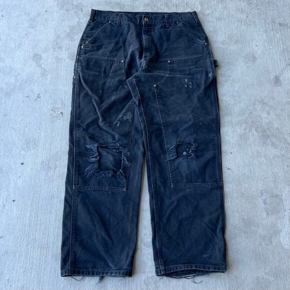 Vintage Y2K Carhartt black double knee work wear carpenter pants